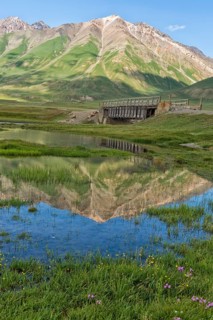 Mountains reflected in the water