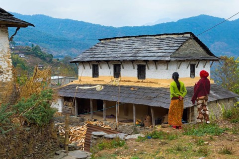 Two Nepalese woman in the mountain village of Dhampus