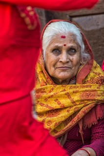 Nepalese woman with nose jewellery and headscarf