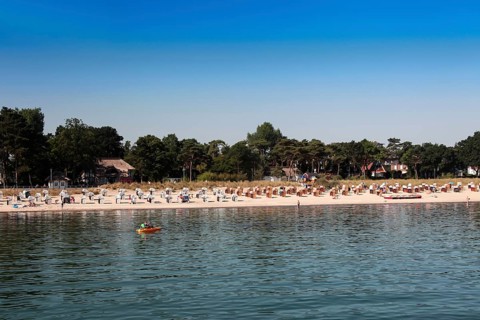 Beach chairs on the beach of Niendorf