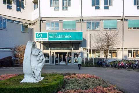 Entrance of the AZ Sint-Lucas Campus Volkskliniek hospital in the city of Ghent