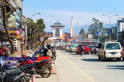 Durbar Marg Avenue and Narayanhiti Palace or New Royal Palace