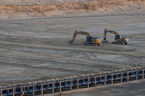 Small diggers in the opencast mining Hambach