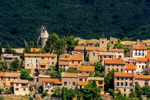 The village and Moulin d'Omer of Cucugnan