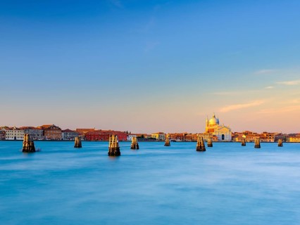 Church Chiesa del Santissimo Redentore on the Giudecca Canal at sunrise