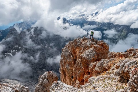 Hiker standing on a rock