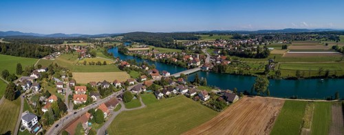 View of the village with Aare bridge