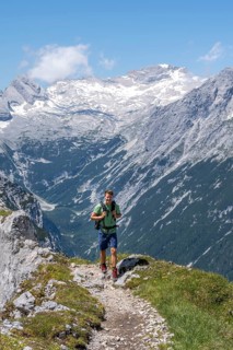 Hiker on hiking trail to Meilerhuette