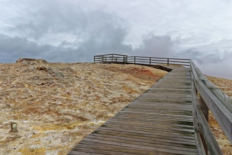 Viewing platform at geothermal area Gunnuhver