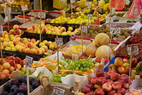 Market stalls in an alley in Palermo