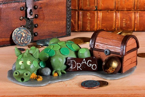 Chocolate dragon and treasure chest