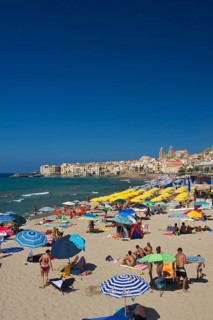 Beach and old town of Cefalu