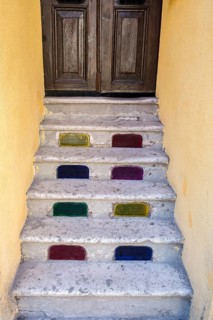 Stairs and door of an old house in Istanbul