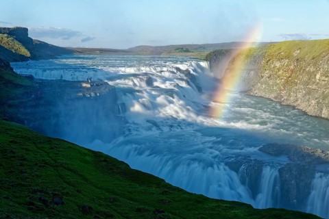 Rainbow over waterfall Gullfoss