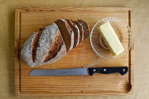 Fresh bread cut up into slices
