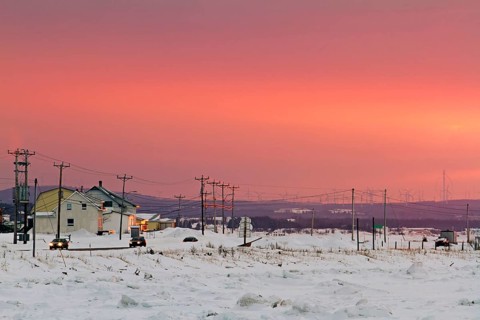 Town of Ste Anne des Monts at sunset