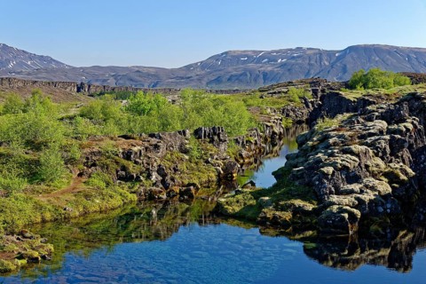 Water rift between Eurasian and American continental plates