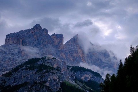 Lavarella and Conturines in clouds