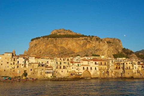 Old Town of Cefalu with the Rocca di Cefalu
