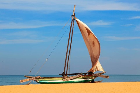 Outrigger boat on the beach