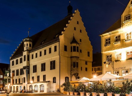 Town hall at dusk