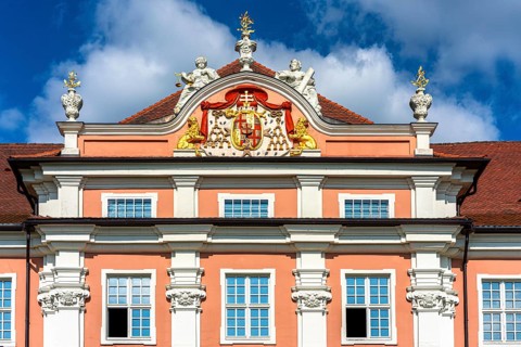 The ducal coat of arms on the castle in Meersburg