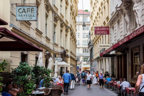 Dorotheergasse with Cafe Hweklka