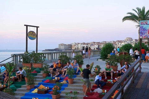 Evening atmosphere at the promenade of Cefalu