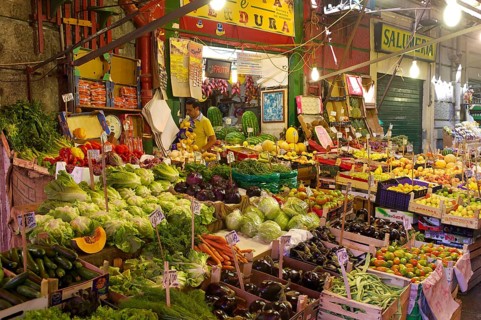 Market stalls in an alley in Palermo