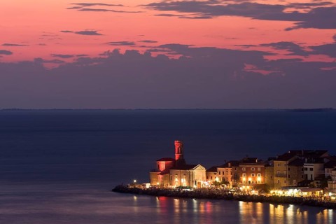 View of Piran at night