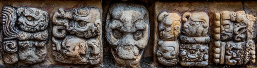 Glyphs and masks at the Temple of Meditation