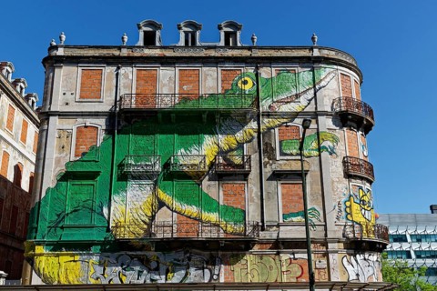 Graffiti on old houses