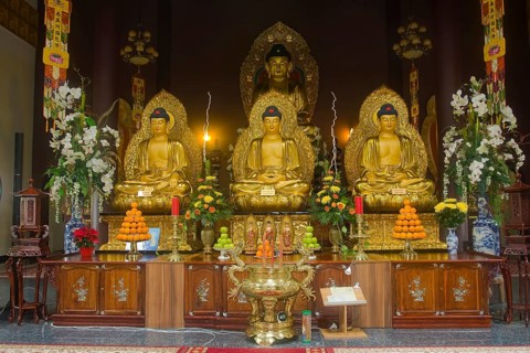 Buddha statue with altar