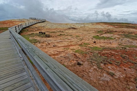 Viewing platform at geothermal area Gunnuhver