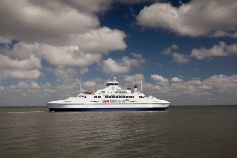 Car ferry from the island of Roemoe Denmark to