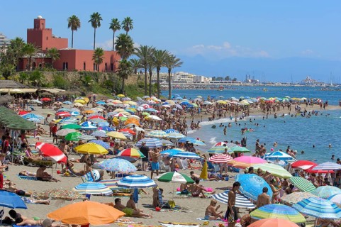 Beach and Bil-Bil Castle in the background