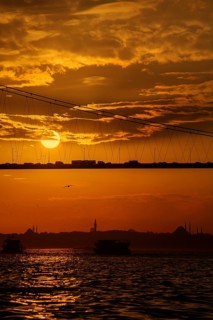 View at sunset from Cengelkoy to Istanbul
