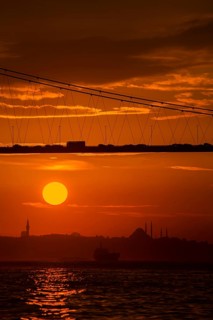 View at sunset from Cengelkoy to Istanbul
