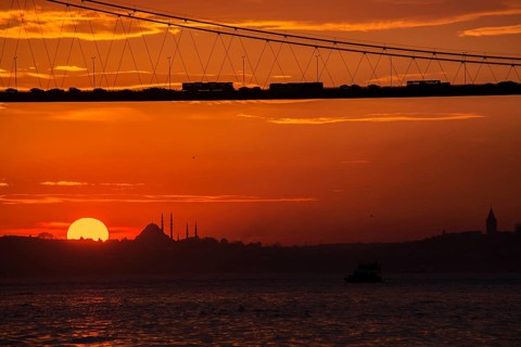 View at sunset from Cengelkoy to Istanbul