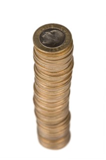 Turkish coins in isolated white background