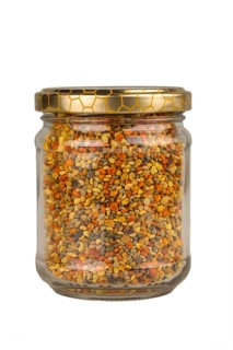 A jar of fresh bee pollen