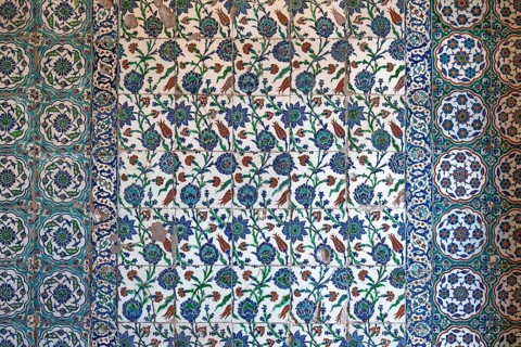 View of wall tiles in the blue mosque