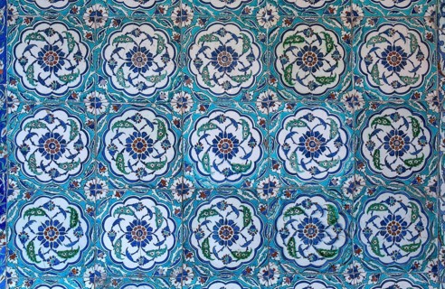 View of wall tiles in the blue mosque