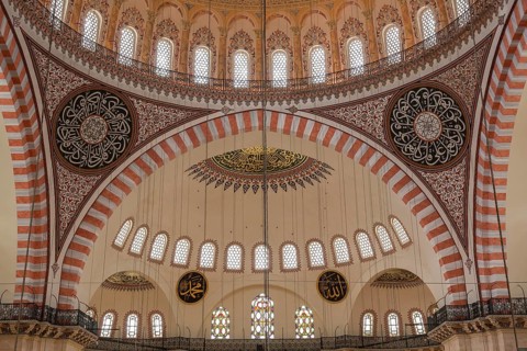 Interior view of the Suleymaniye Mosque