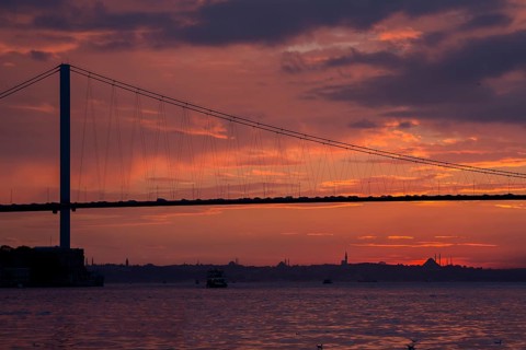 View at sunset from Cengelkoy to Istanbul