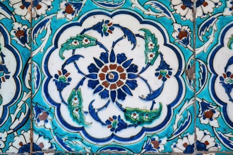 View of wall tiles in the blue mosque