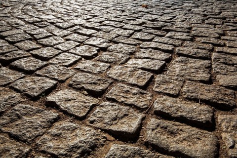 Macro viev of cobblestone street