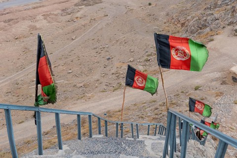 Afghan flags at Chil Zena
