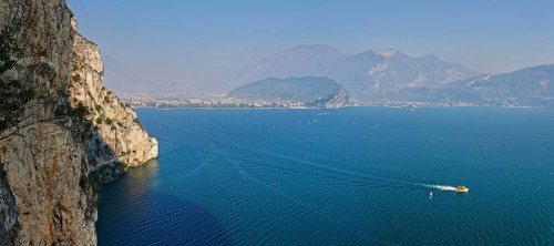 View of northern Lake Garda from the old coastal road and hiking trail Via Ponale