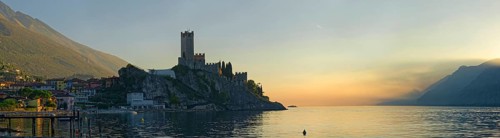 Historic coastal town of Malcesine with the castle Castello Scaligero